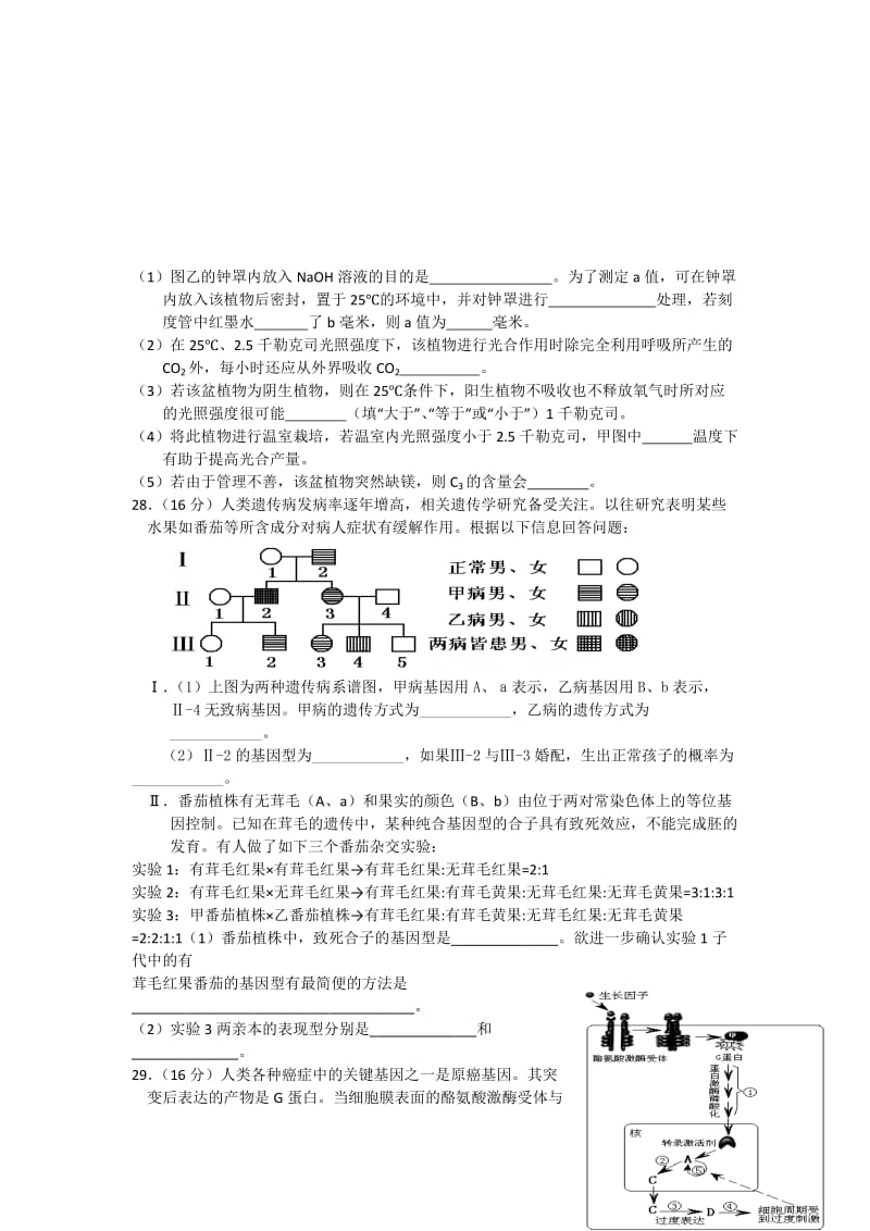 2019-2020年高三第10周周测生物试题 含答案.doc_第3页