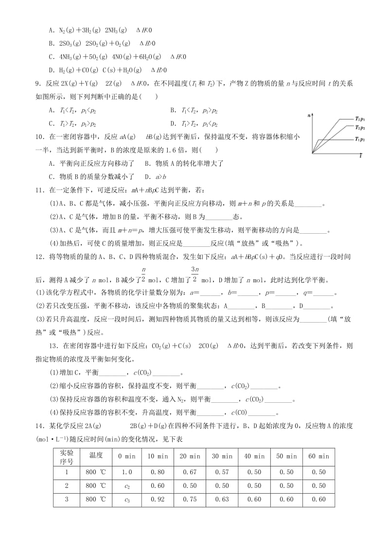 2019-2020年高考化学一轮复习 化学平衡的移动练习.doc_第2页