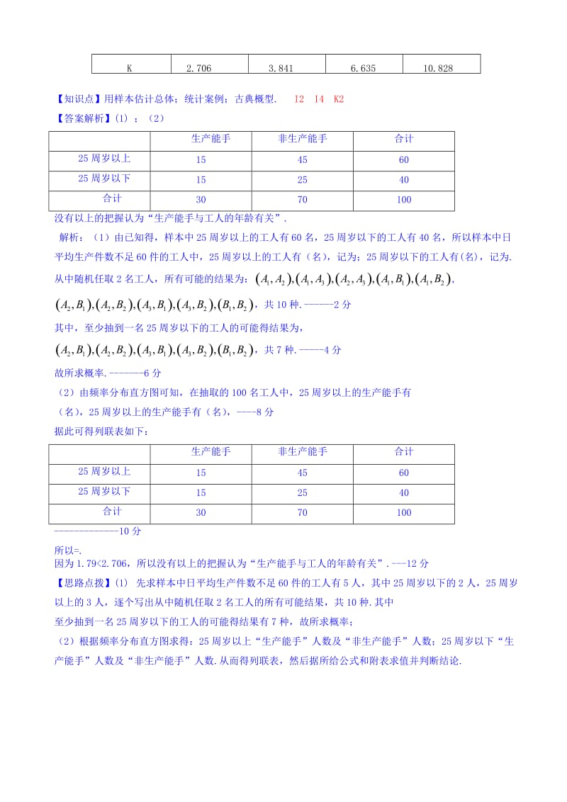 2019-2020年高三数学总复习分类汇编 第三期 K单元 概率.doc_第2页