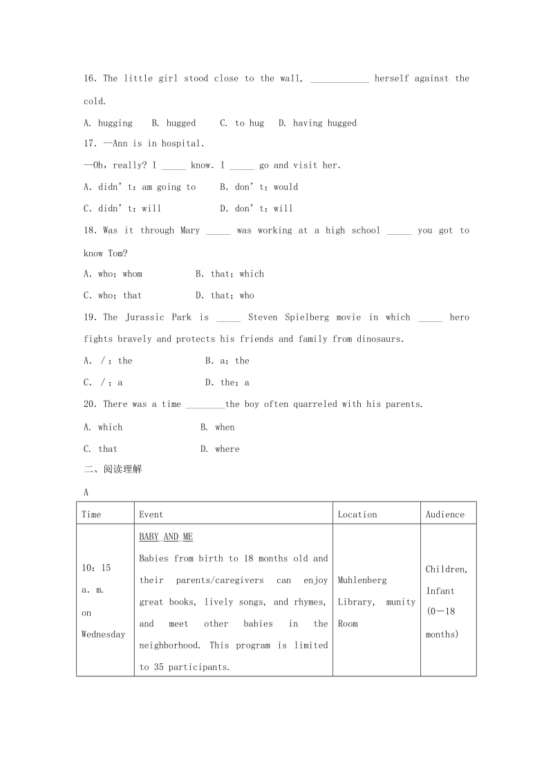 2019-2020年高二（承智班）上学期周练（8.28）英语试题 含答案.doc_第3页