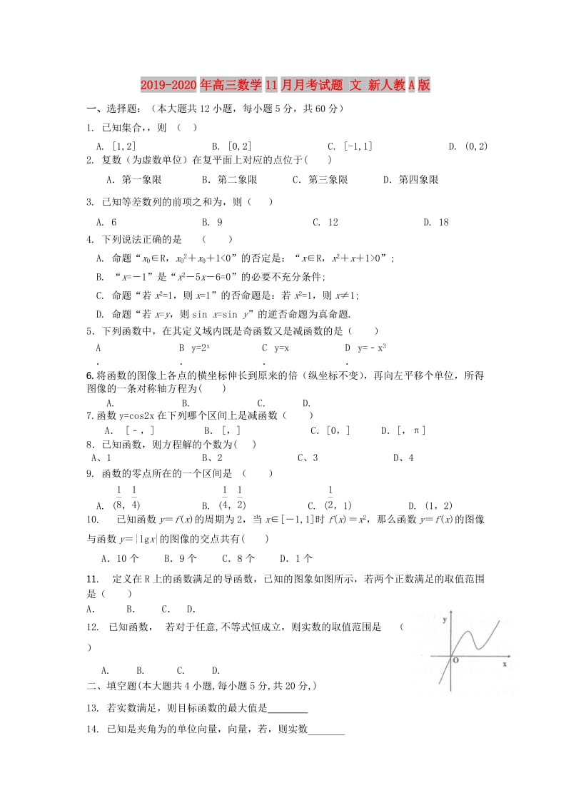 2019-2020年高三数学11月月考试题 文 新人教A版.doc_第1页