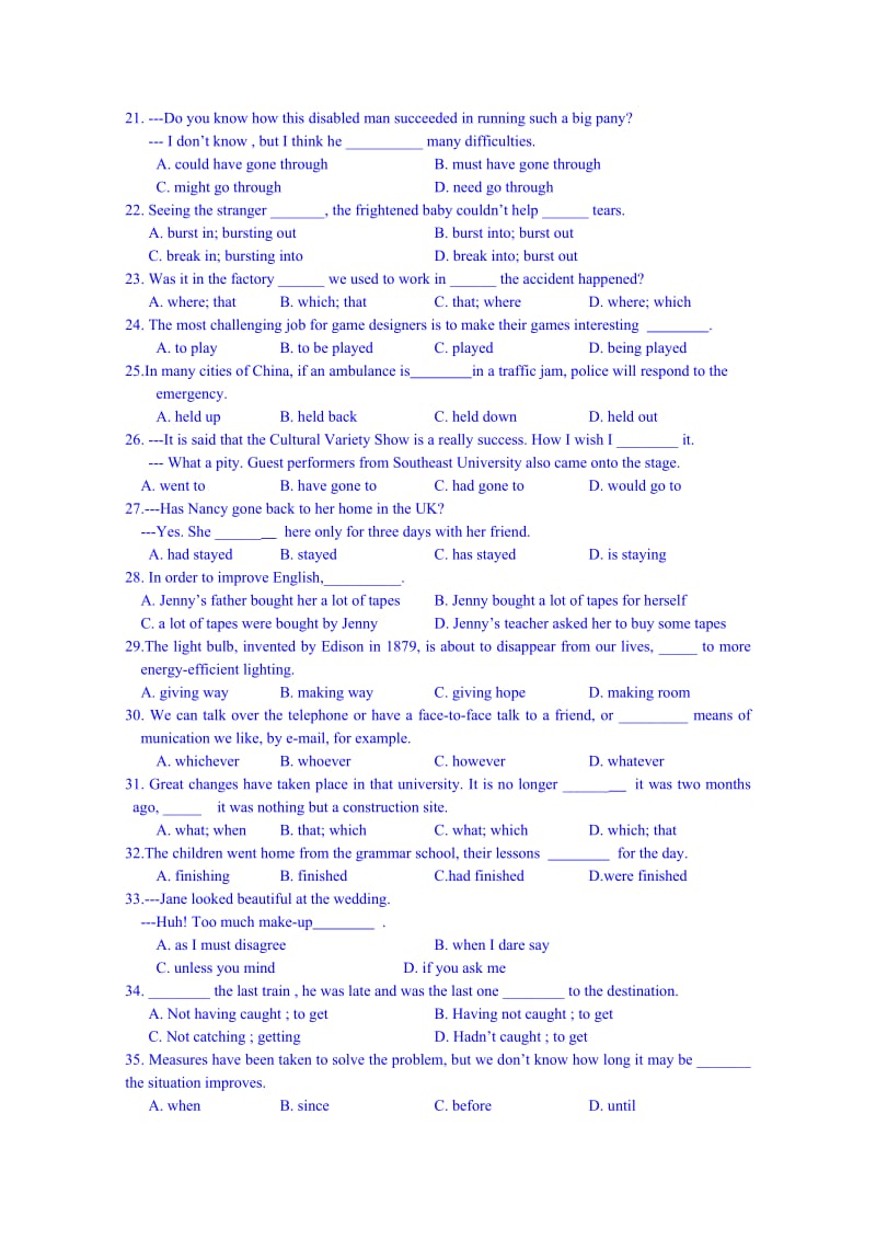 2019-2020年高二上学期英语学科限时作业7 Word版含答案.doc_第2页