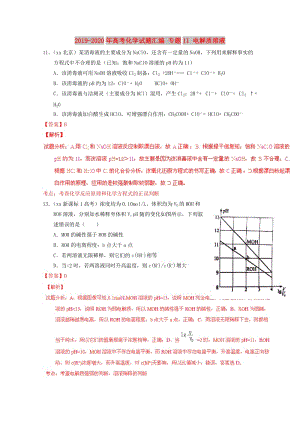 2019-2020年高考化學(xué)試題匯編 專(zhuān)題11 電解質(zhì)溶液.doc