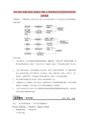 2019-2020年高三歷史二輪復習 專題11 西方資本主義文明沖擊下的中國近代思想 .doc