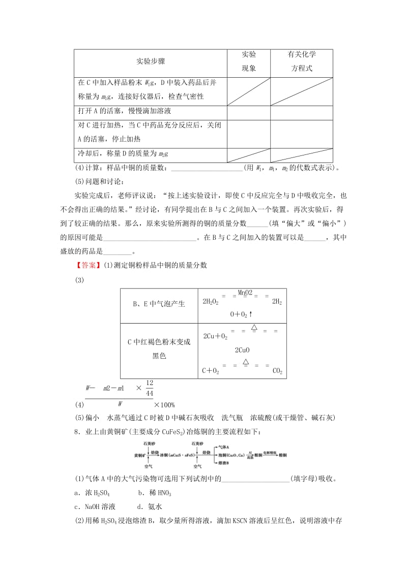 2019-2020年高考化学一轮复习 第三章 第9讲 铜及其化合物 金属材料优化训练.doc_第3页