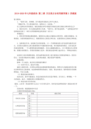 2019-2020年七年級政治 第二課 天生我才必有用教學(xué)案3 蘇教版.doc