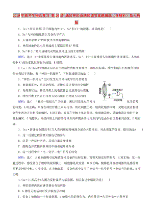 2019年高考生物總復(fù)習(xí) 第26講 通過(guò)神經(jīng)系統(tǒng)的調(diào)節(jié)真題演練（含解析）新人教版.doc