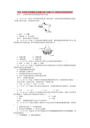 2019年高考生物模擬及真題匯編 專題十三 動(dòng)物生命活動(dòng)的調(diào)節(jié).doc