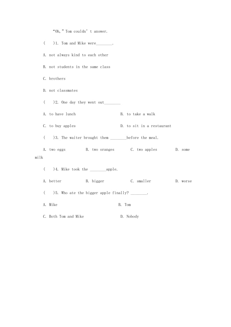 2019-2020年七年级英语下册Unit4Don’teatinclassSectionA课后作业新版人教新目标版.doc_第2页