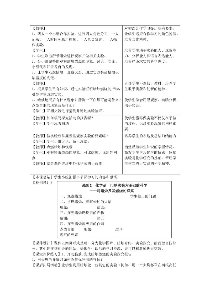 2019-2020年九年级化学《化学是一门以实验为基础的科学》教案2 新人教版.doc_第2页