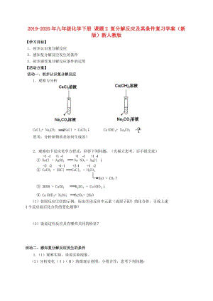 2019-2020年九年級化學(xué)下冊 課題2 復(fù)分解反應(yīng)及其條件復(fù)習(xí)學(xué)案（新版）新人教版.doc