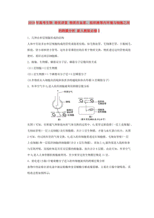 2019年高考生物 培優(yōu)講堂 物質(zhì)在血漿、組織液等內(nèi)環(huán)境與細(xì)胞之間的跨膜分析 新人教版必修3.doc