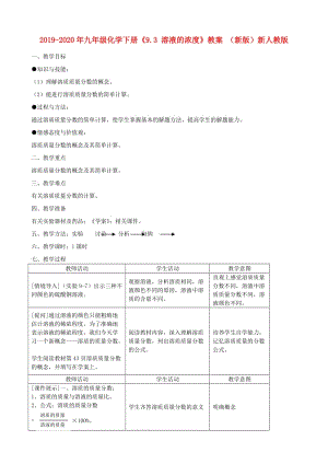 2019-2020年九年級化學(xué)下冊《9.3 溶液的濃度》教案 （新版）新人教版.doc