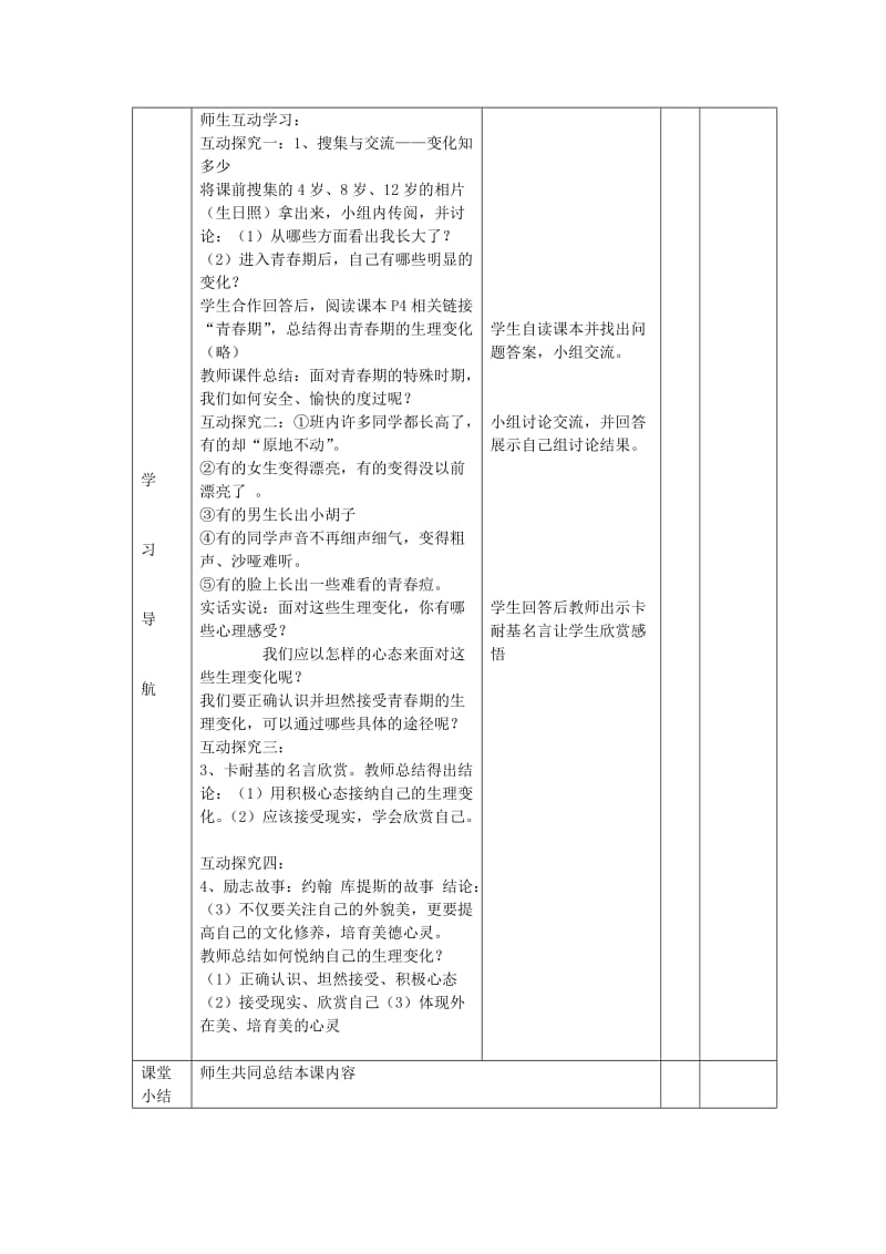 2019-2020年七年级政治下册 11.1 悦纳自己的生理变化教案 鲁教版.doc_第2页