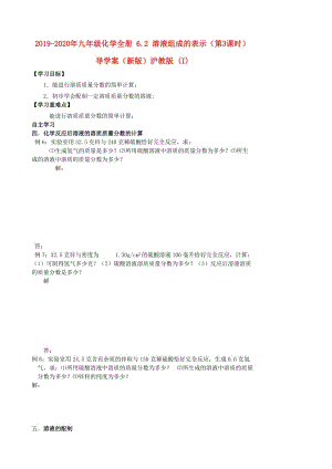 2019-2020年九年級化學全冊 6.2 溶液組成的表示（第3課時）導(dǎo)學案（新版）滬教版 (I).doc