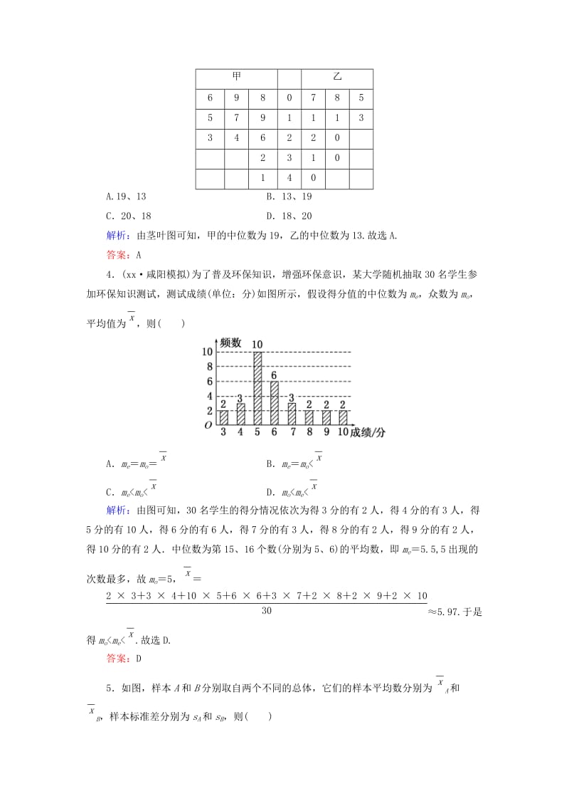 2019-2020年高考数学大一轮复习 第九章 第2节 用样本估计总体课时冲关 理 新人教A版.doc_第2页