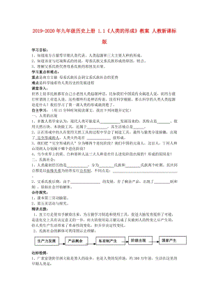 2019-2020年九年級(jí)歷史上冊(cè) 1.1《人類的形成》教案 人教新課標(biāo)版.doc