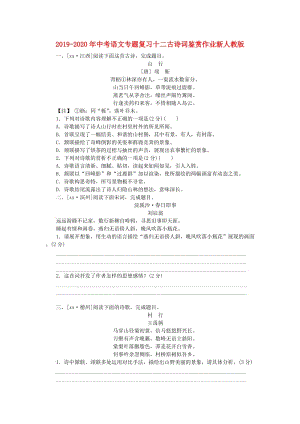 2019-2020年中考語文專題復(fù)習(xí)十二古詩詞鑒賞作業(yè)新人教版.doc