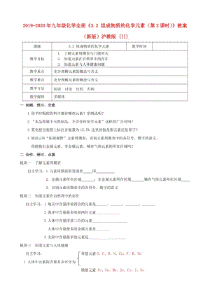 2019-2020年九年級化學(xué)全冊《3.2 組成物質(zhì)的化學(xué)元素（第2課時）》教案 （新版）滬教版 (II).doc