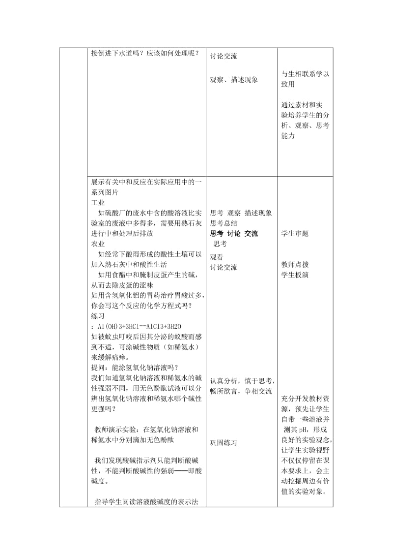 2019-2020年九年级化学全册第二单元常见的酸和碱第四节酸碱中和反应教案鲁教版五四制.doc_第3页