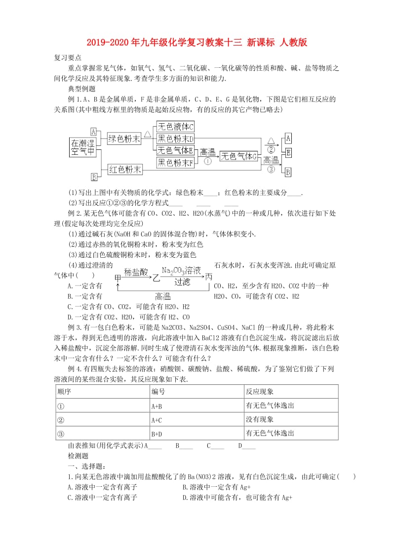 2019-2020年九年级化学复习教案十三 新课标 人教版.doc_第1页