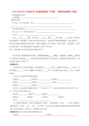 2019-2020年九年級化學 初高銜接教材《專題一 微粒構成物質》教案.doc