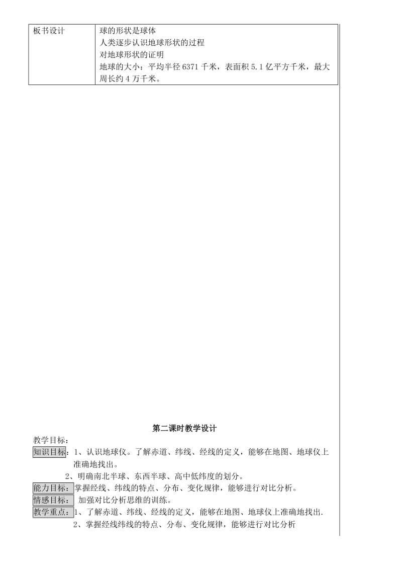 2019-2020年七年级地理上册 2.1认识地球教学设计 湘教版.doc_第3页