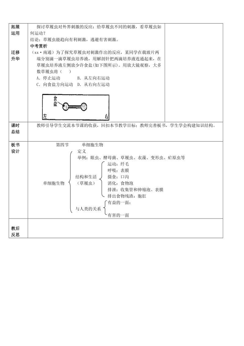 2019-2020年七年级生物上册 第二单元 第二章 细胞怎样构成生物体 第四节 单细胞生物教案 新人教版.doc_第3页