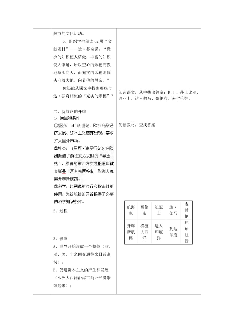 2019-2020年九年级历史上册 第10课《资本主义时代的曙光》教案 新人教版 (I).doc_第3页