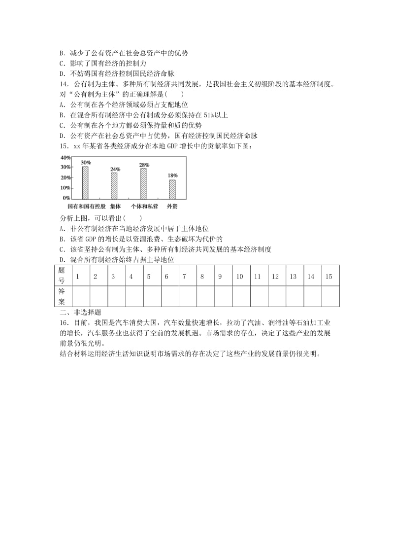 2019年高中政治 第四课 生产与经济制度课节训练 新人教版必修1.doc_第3页