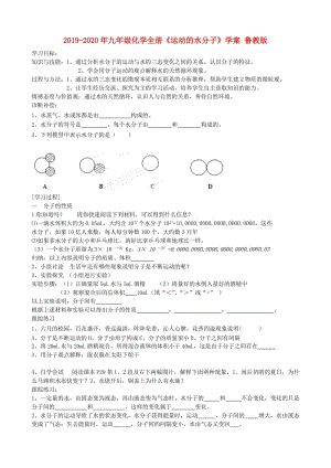 2019-2020年九年級(jí)化學(xué)全冊(cè)《運(yùn)動(dòng)的水分子》學(xué)案 魯教版.doc