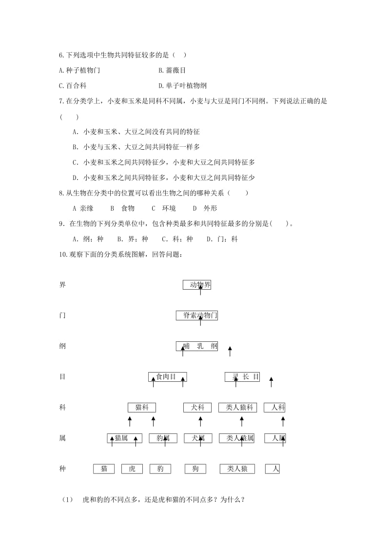 2019-2020年七年级生物下册 第13章《生物的命名和分类》复习教案 苏科版.doc_第3页