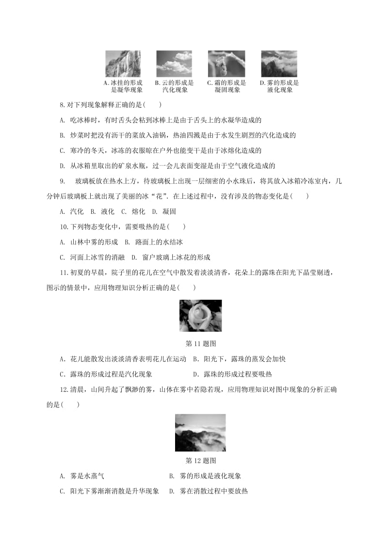 2019-2020年中考物理二轮复习第二讲物态变化练习.doc_第2页