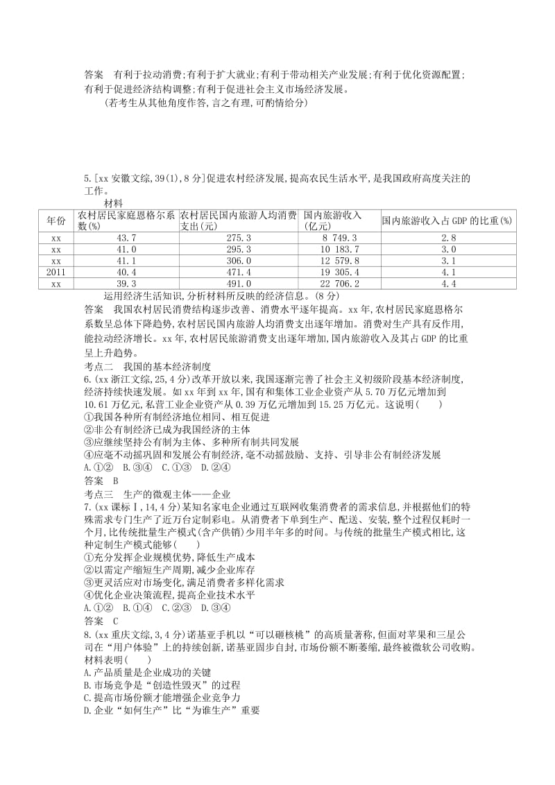 2019年高考政治真题分类汇编 专题二 生产、劳动与经营.doc_第2页