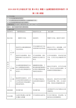 2019-2020年九年級化學(xué)下冊 第8單元 課題3《金屬資源的利用和保護(hù)》學(xué)案2 新人教版.doc