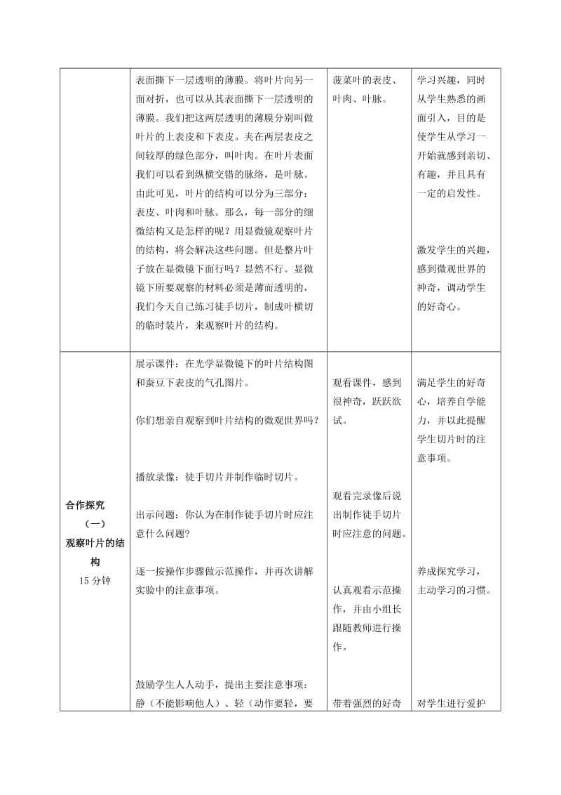 2019-2020年七年级生物上册 第2单元 第1章 第2节 蒸腾作用之观察叶片结构实验教学案（新版）济南版.doc_第2页