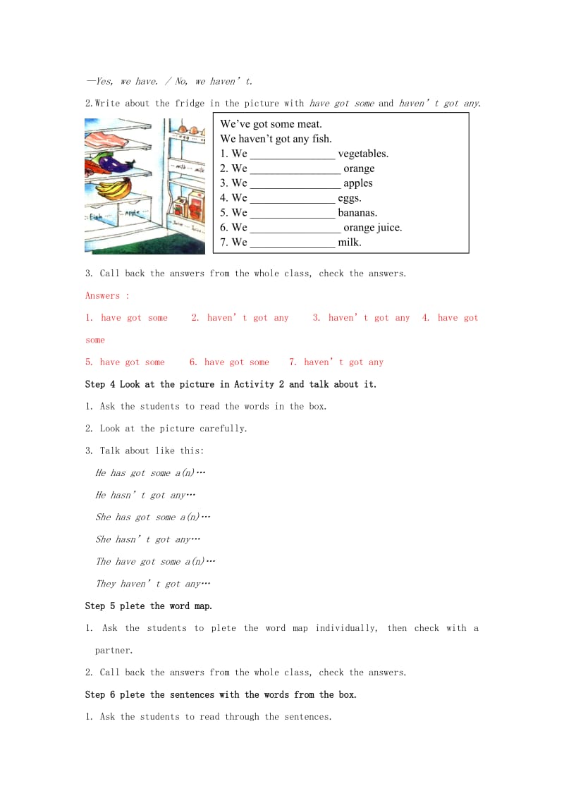 2019-2020年七年级英语上册 Module 4 Healthy food Unit 3 Language in use教案 （新版）外研版.doc_第3页