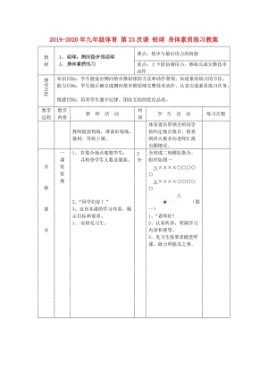 2019-2020年九年級體育 第23次課 鉛球 身體素質練習教案.doc