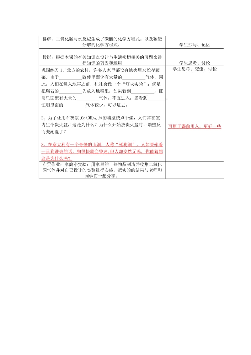 2019-2020年九年级化学上册 课题3 二氧化碳和一氧化碳教案 新人教版.doc_第2页