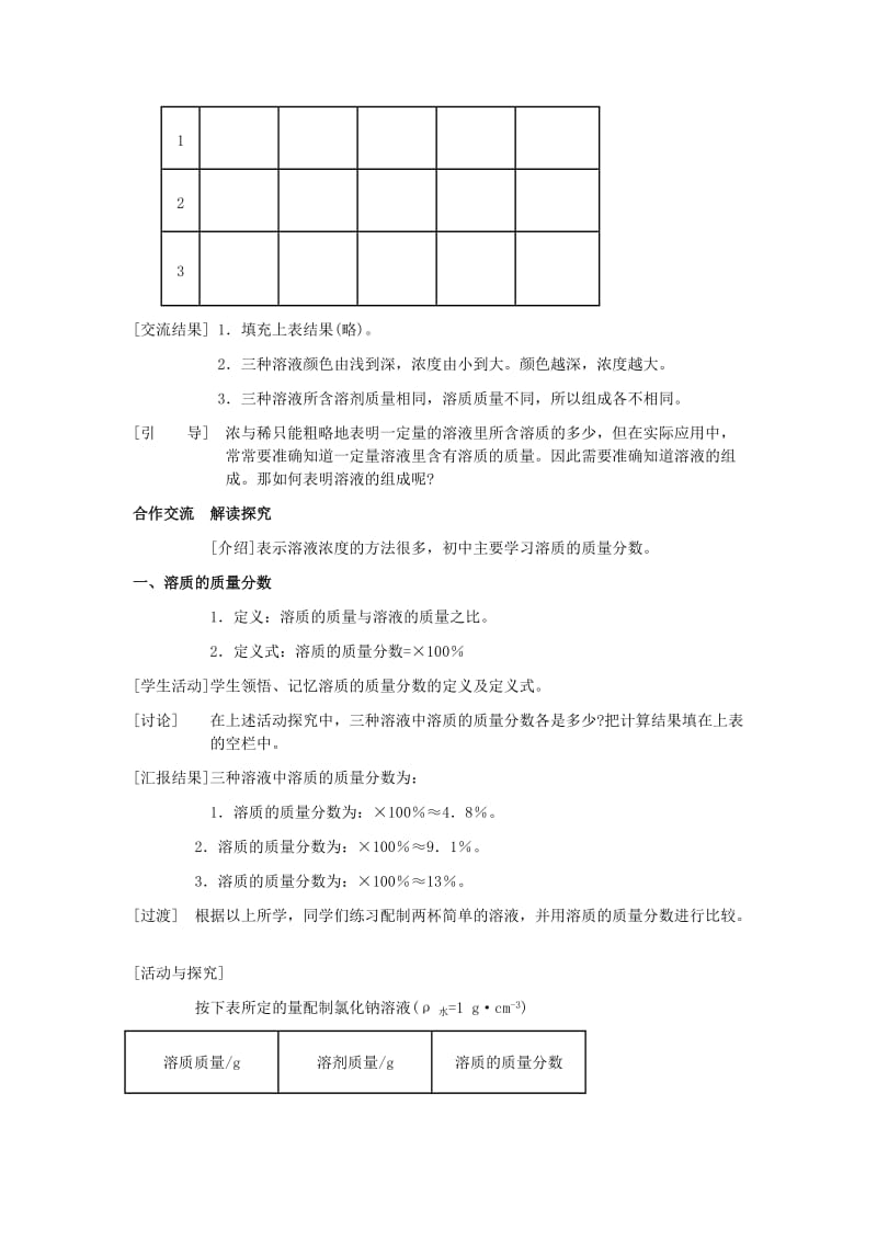 2019-2020年九年级化学下册《9.3 溶液的浓度》教案2 新人教版.doc_第2页