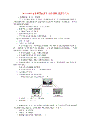 2019-2020年中考歷史復習 綜合訓練 世界近代史.doc