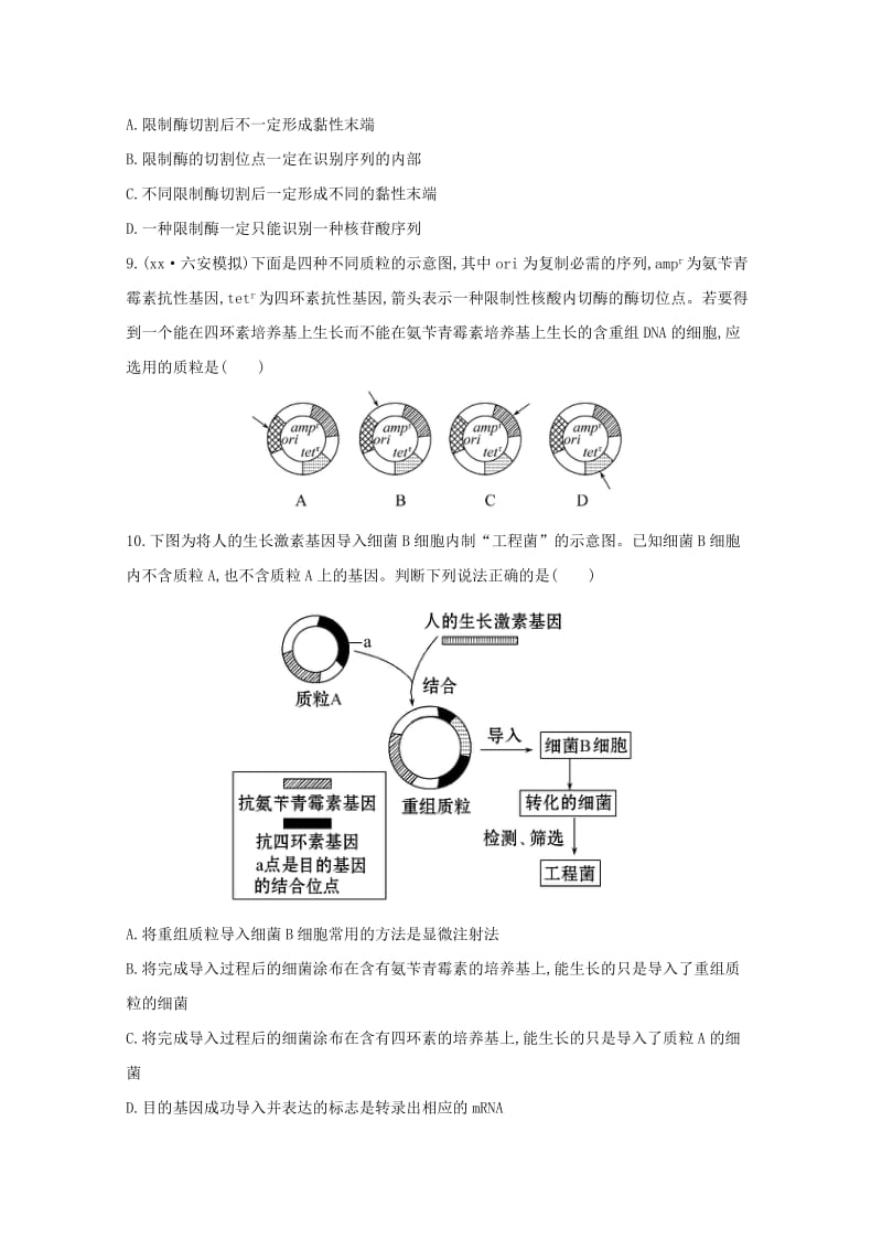 2019-2020年高考生物 基因工程课时作业.doc_第3页