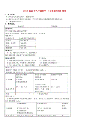 2019-2020年九年級(jí)化學(xué) 《金屬的性質(zhì)》教案.doc