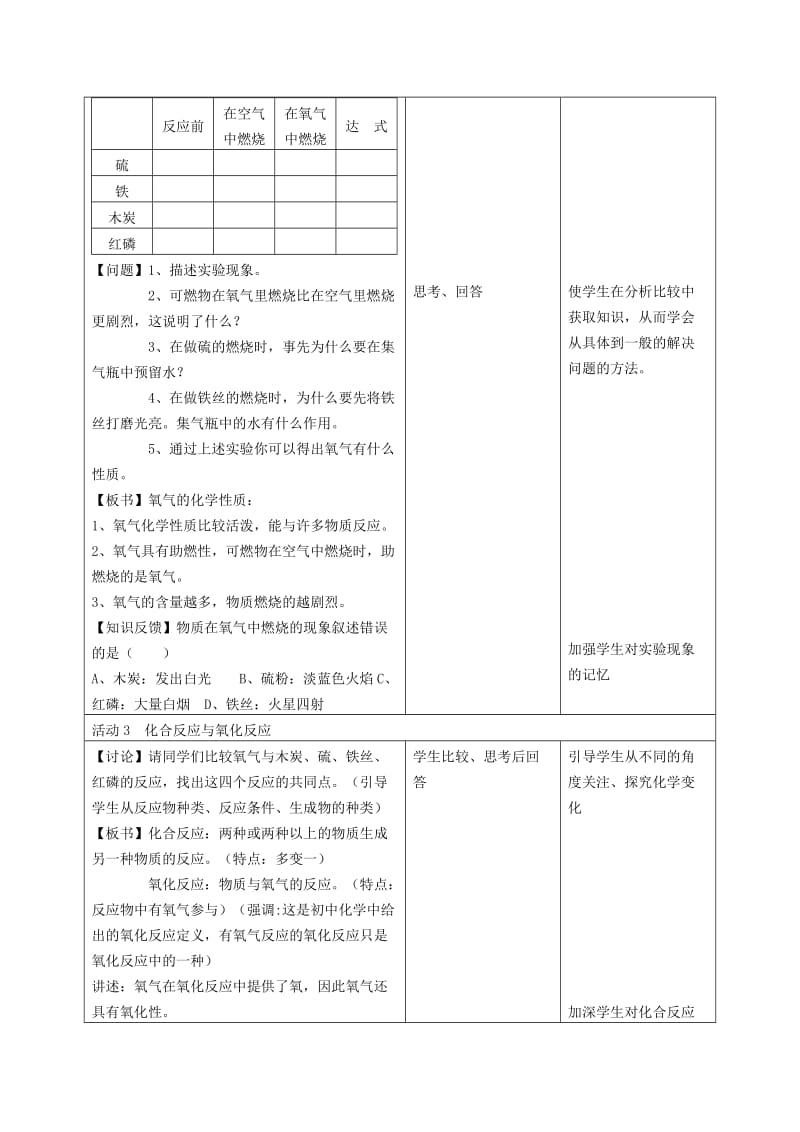 2019-2020年九年级化学上册 第二单元 课题2 氧气教案1 新人教版.doc_第3页