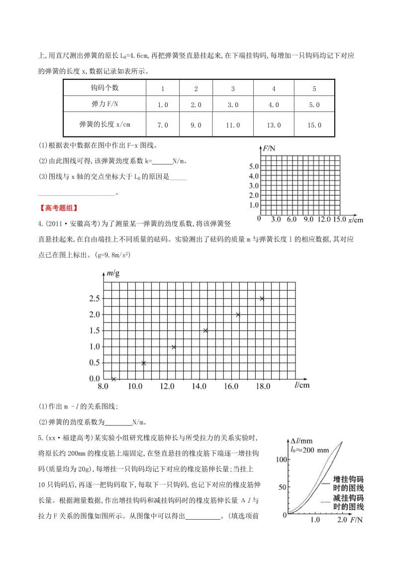 2019-2020年高考物理一轮复习 梯级演练 强技提能 实验二 探究弹力和弹簧伸长的关系 沪科版必修1.doc_第2页