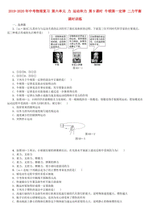 2019-2020年中考物理復(fù)習(xí) 第六單元 力 運(yùn)動(dòng)和力 第9課時(shí) 牛頓第一定律 二力平衡課時(shí)訓(xùn)練.doc