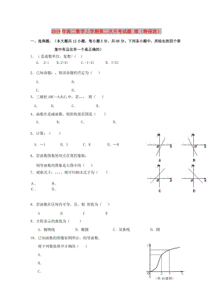 2019年高二數(shù)學(xué)上學(xué)期第二次月考試題 理（特保班）.doc