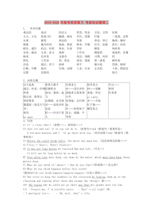 2019-2020年高考英語復(fù)習(xí) 考前知識清理二.doc