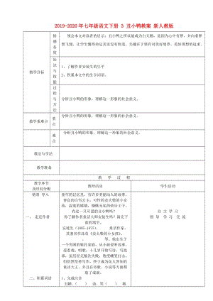 2019-2020年七年級(jí)語(yǔ)文下冊(cè) 3 丑小鴨教案 新人教版.doc