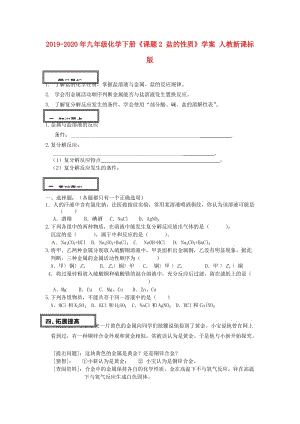 2019-2020年九年級(jí)化學(xué)下冊(cè)《課題2 鹽的性質(zhì)》學(xué)案 人教新課標(biāo)版.doc